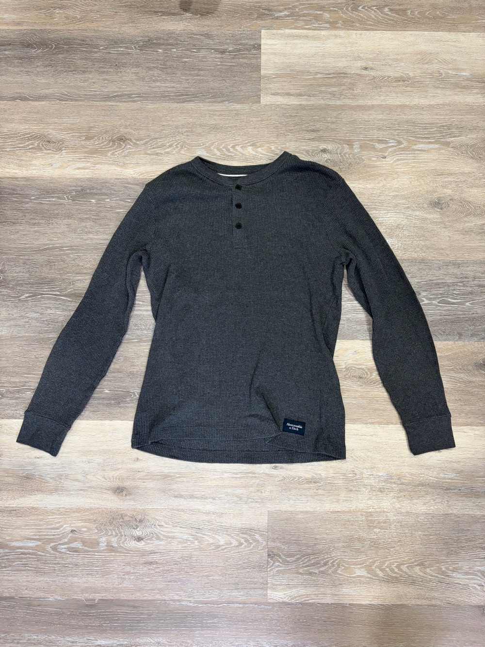 Abercrombie & Fitch Dark Gray Waffle Henley Long Sleeve